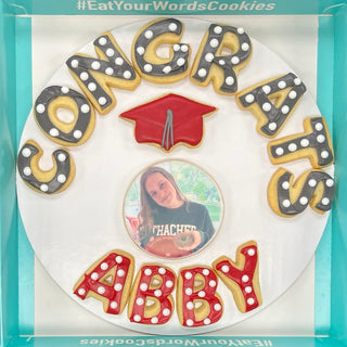 Graduation Congrats with Photo and Name Cookies