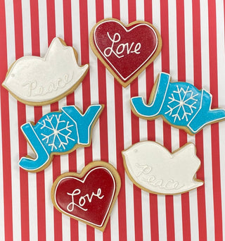 Box of 10 Peace Love Joy Holiday Cookies
