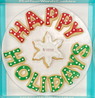 Happy Holidays with Logo Snowflake Cookies